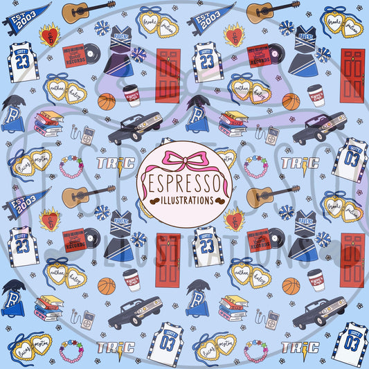OTH Seamless Pattern, One Tree Hill, Ravens, TRIC, One Tree Hill Tv Show Seamless Pattern