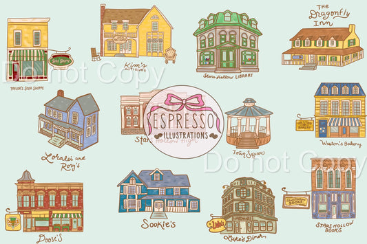 GG Girls Map Seamless, Stars Hollow Icons, Stars Hollow Map Seamless, GG Girls Seamless, Luke’s Diner