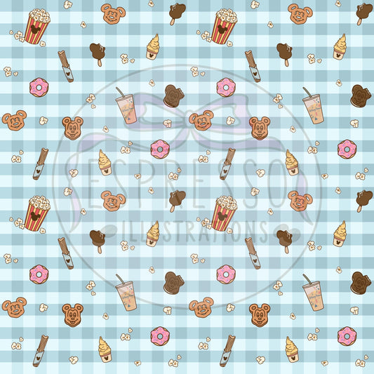 Dis ney Snacks Seamless Pattern, Dis ney Parks, Hub Grass, Here For The Snacks, Dis ney Snacks Seamless Pattern.