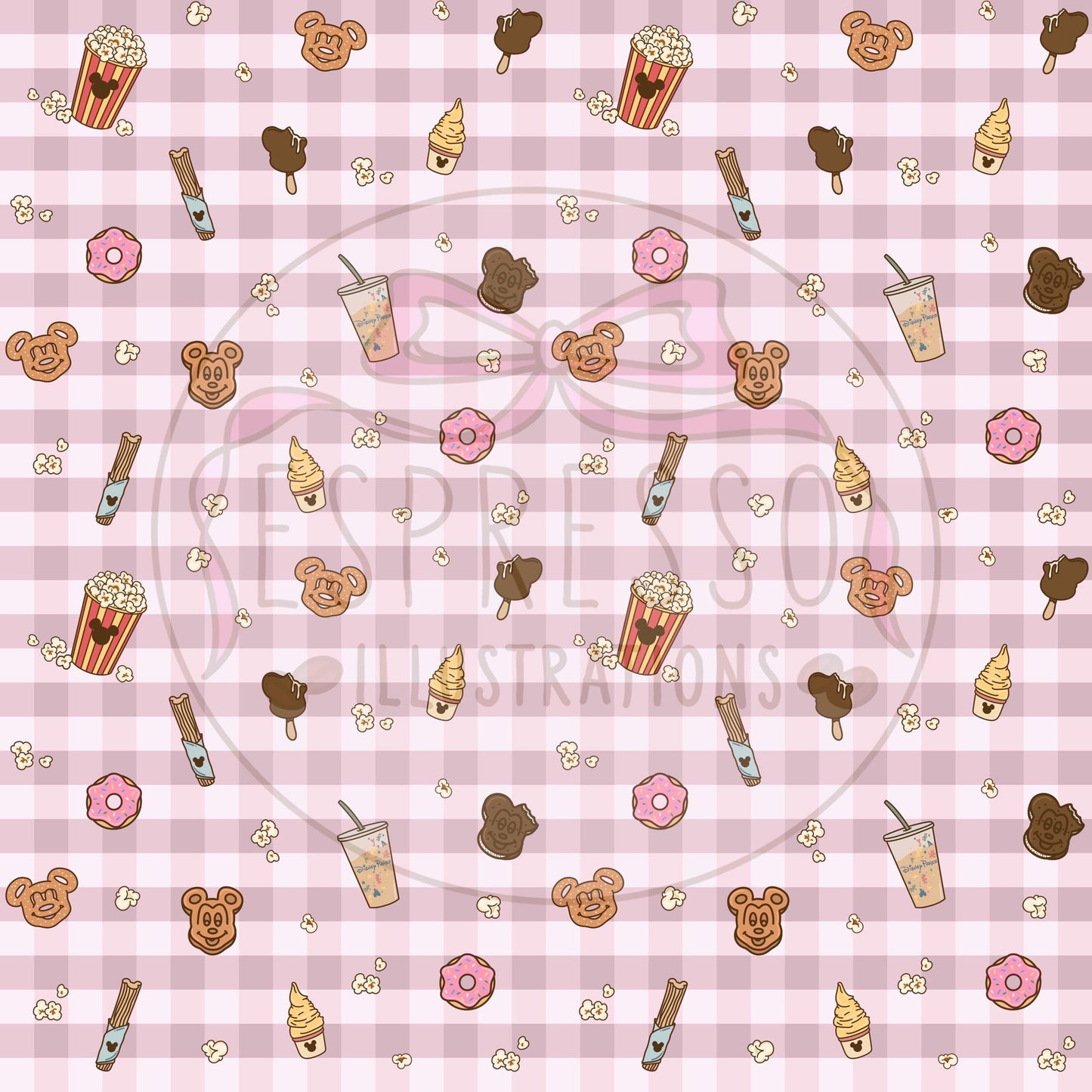 Dis ney Snacks Seamless Pattern, Dis ney Parks, Hub Grass, Here For The Snacks, Dis ney Snacks Seamless Pattern.