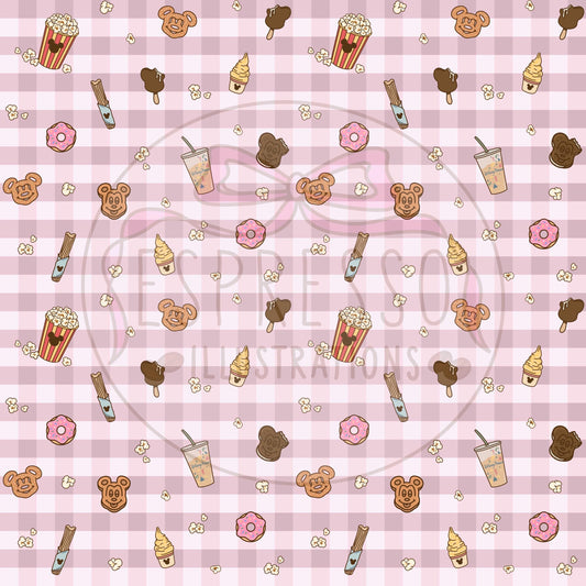 Dis ney Snacks Seamless Pattern, Dis ney Parks, Hub Grass, Here For The Snacks, Dis ney Snacks Seamless Pattern.