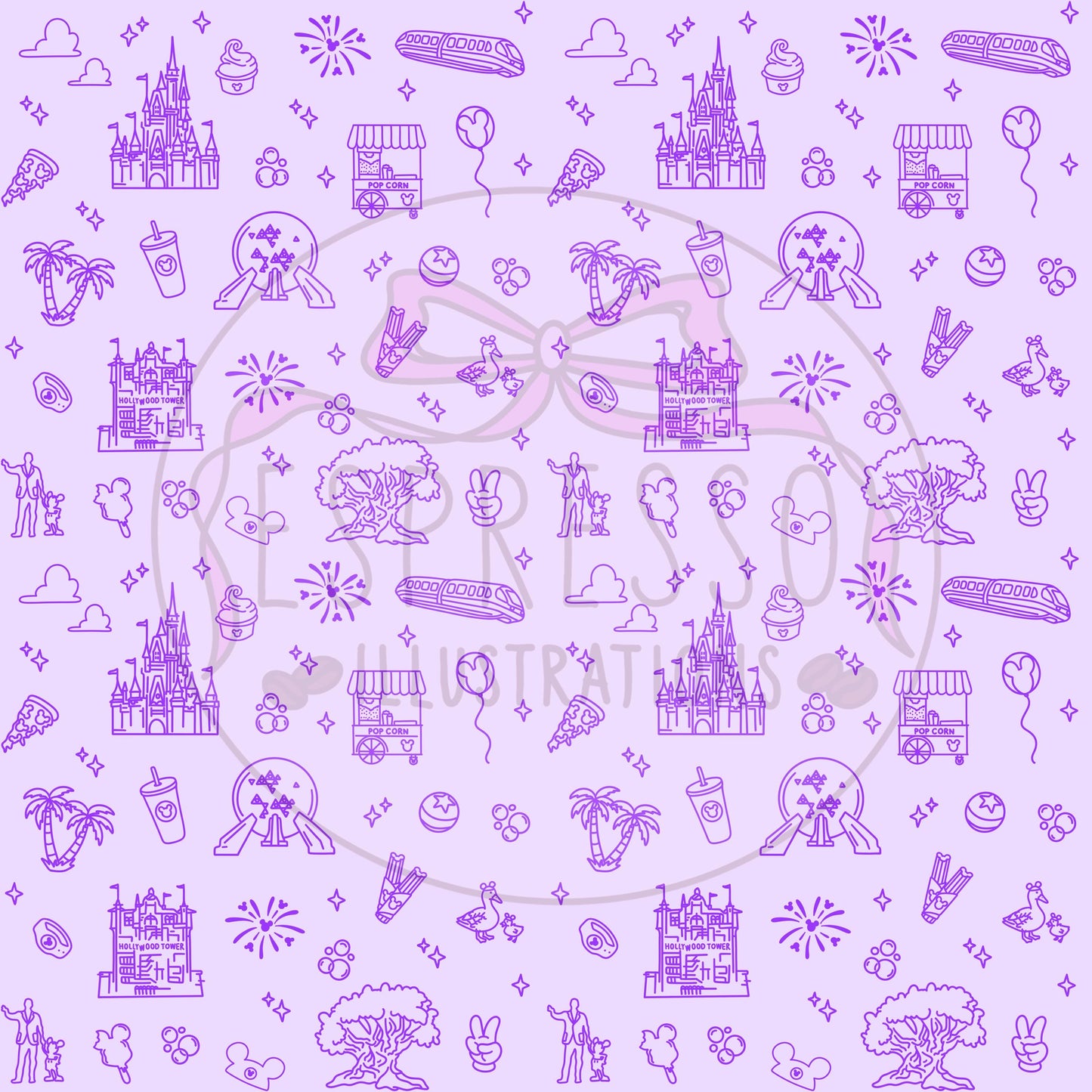 Neon Park Hopper Doodle Dis ney Seamless Pattern, Dis ney Parks, Di sney Seamless Pattern (Comes with coordinating checker seamless)